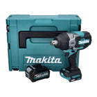 Makita TW 001 GD101 Llave de impacto sin cable 40 V max. 1800 Nm Brushless XGT + 1x batería recargable 2,5 Ah + cargador + Makpac