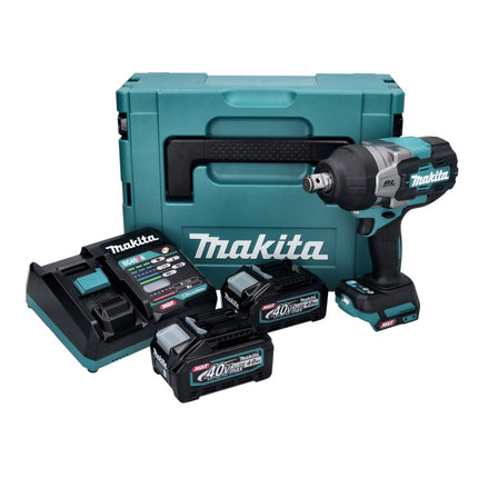 Makita TW 001 GM201 Llave de impacto sin cable 40 V max. 1800 Nm Brushless XGT + 2x batería recargable 4.0 Ah + cargador + Makpac