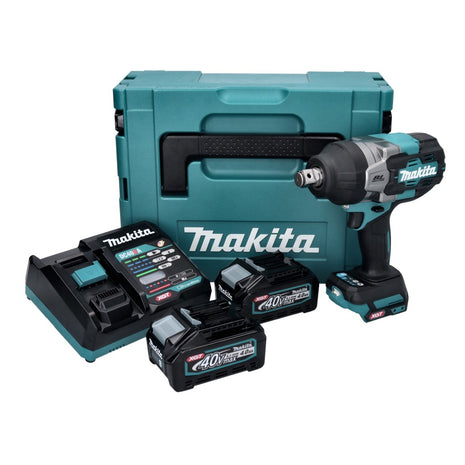 Llave de impacto a batería Makita TW 001 GM201 40 V máx. 1800 Nm Brushless XGT + 2x batería 4,0 Ah + cargador + Makpac