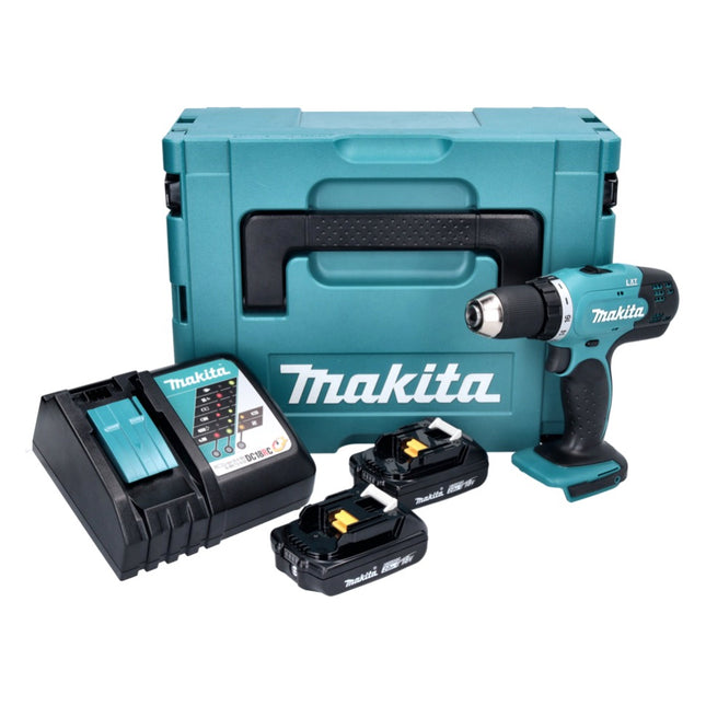 Makita DDF 453 RAJ cordless drill driver 18 V 42 Nm + 2x battery 2.0 Ah + charger + Makpac