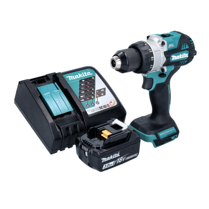 Taladro de percusión sin cable Makita DHP 486 RF1 18 V 130 Nm sin escobillas + 1x batería recargable 3,0 Ah + cargador