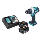Taladro de percusión sin cable Makita DHP 486 RM 18 V 130 Nm sin escobillas + 2x batería recargable 4,0 Ah + cargador