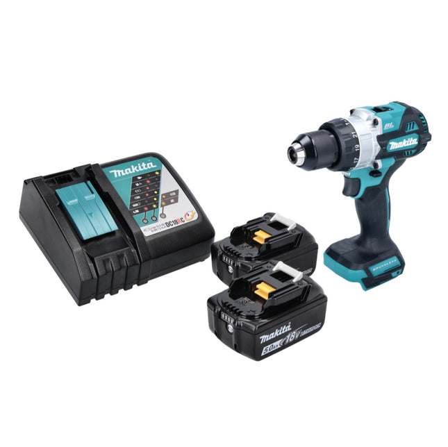 Makita DHP 486 RT akumulatorowa wiertarko-wkrętarka udarowa 18 V 130 Nm bezszczotkowa + 2x akumulator 5,0 Ah + ładowarka
