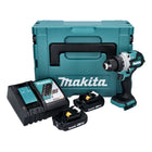 Taladro de percusión sin cable Makita DHP 486 RAJ 18 V 130 Nm sin escobillas + 2x batería recargable 2,0 Ah + cargador + Makpac
