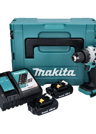 Makita DHP 486 RAJ akumulatorowa wiertarko-wkrętarka udarowa 18 V 130 Nm bezszczotkowa + 2x akumulator 2,0 Ah + ładowarka + Makpac