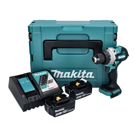 Makita DHP 486 RFJ Perceuse-visseuse à percussion sans fil 18 V 130 Nm Brushless + 2x batterie 3,0 Ah + chargeur + Makpac