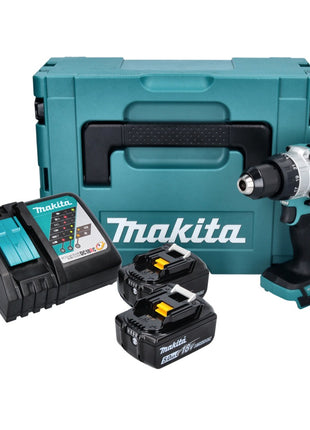 Taladro percutor inalámbrico Makita DHP 486 RTJ 18 V 130 Nm sin escobillas + 2x baterías 5,0 Ah + cargador + Makpac