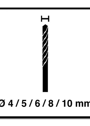 Alpen Profi Granit PG Juego de brocas de granito de carburo de 5 piezas 4 - 10 mm Certificado DIN ISO 5468 PGM