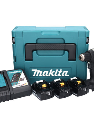 Makita DDF 484 TB3J taladro atornillador inalámbrico negro 18 V 54 Nm sin escobillas + 3x baterías 5,0 Ah + cargador + Makpac