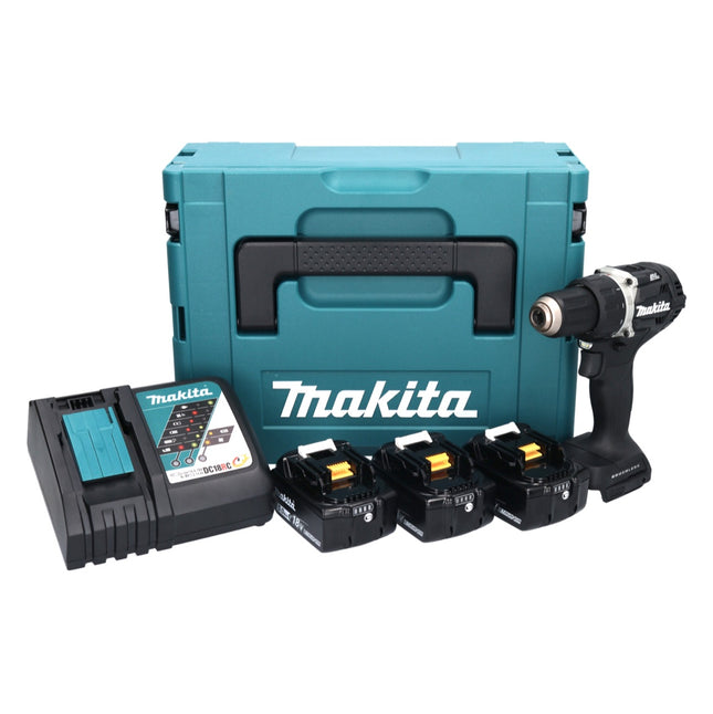 Makita DDF 484 T3BJ Trapano avvitatore brushless a batteria 18V 54 Nm in valigetta Makpac + 3x Batterie 1,5 Ah + Caricabatterie