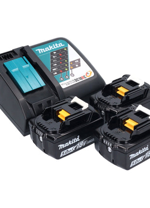 Makita DDF 484 TB3J taladro atornillador inalámbrico negro 18 V 54 Nm sin escobillas + 3x baterías 5,0 Ah + cargador + Makpac