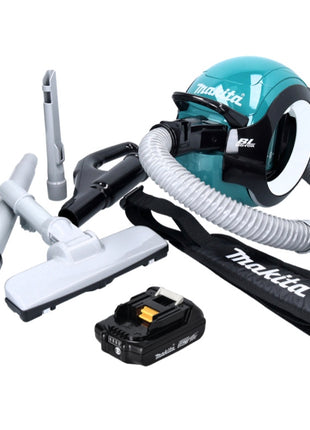 Aspirador de batería Makita DCL 501 A1 18 V sin escobillas + 1x batería 2,0 Ah + accesorios - sin cargador