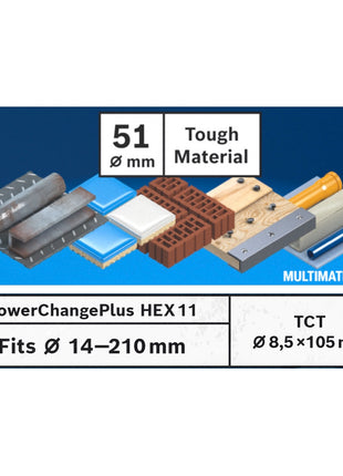 Bosch EXPERT Tough Material Lochsägen Starter Set 51 x 60 mm Carbide ( 2608900427 ) Universal + Power Change Adapter ( 2608900526 ) - Toolbrothers