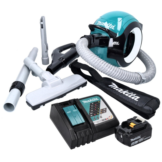 Aspirador a batería Makita DCL 501 RM1 18 V sin escobillas + 1x batería 4,0 Ah + cargador + accesorios