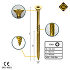 FORTE Tools Tornillo universal para madera 5,0 x 80 mm T25 200 piezas (000051399489) cabeza avellanada Torx galvanizada amarilla rosca parcial