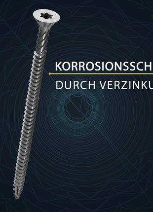 FORTE Tools Universal Holzschraube 3,5 x 25 mm T15 200 Stk. ( 000040113862 ) silber verzinkt Torx Senkkopf Vollgewinde - Toolbrothers