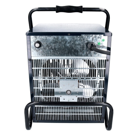 Calefactor eléctrico industrial doméstico IFJ03-400E 400 V 9 kW 3 niveles de potencia 90 m² (51331373) para talleres, sótanos, obras, etc. incluida protección contra sobrecalentamiento