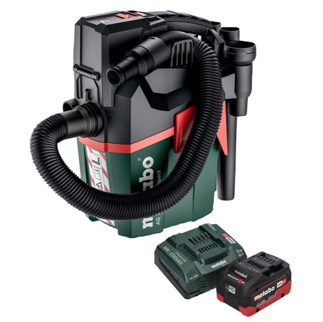 Metabo AS 18 L PC Aspirapolvere compatto a batteria 18 V 6 l IPX4 classe di polvere L bagnato e asciutto + 1x batteria ricaricabile 5,5 Ah + caricatore