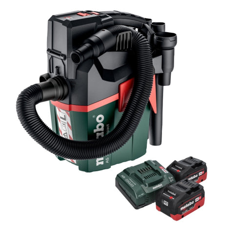 Metabo AS 18 L PC Aspirapolvere compatto a batteria 18 V 6 l IPX4 classe di polvere L wet and dry + 2x batteria ricaricabile 5,5 Ah + caricabatterie