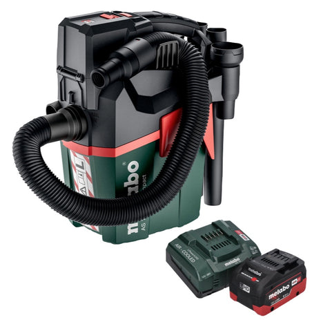 Metabo AS 18 L PC Aspirapolvere compatto a batteria 18 V 6 l IPX4 classe di polvere L wet and dry + 1x batteria ricaricabile 8,0 Ah + caricabatterie