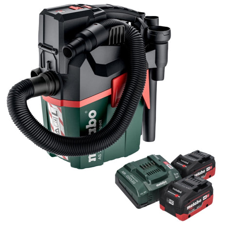 Metabo AS 18 L PC Aspirapolvere compatto a batteria 18 V 6 l IPX4 classe di polvere L wet and dry + 2x batteria ricaricabile 8,0 Ah + caricabatterie