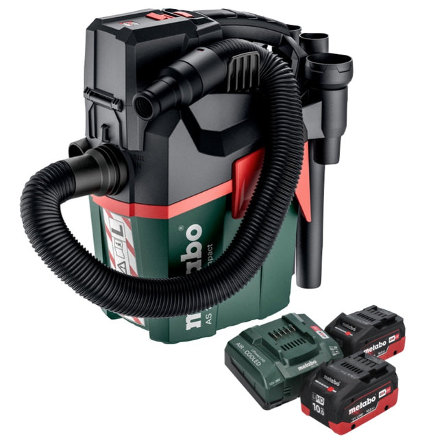 Metabo AS 18 L PC Compact cordless vacuum cleaner 18 V 6 l IPX4 dust class L wet and dry + 2x battery 10.0 Ah + charger