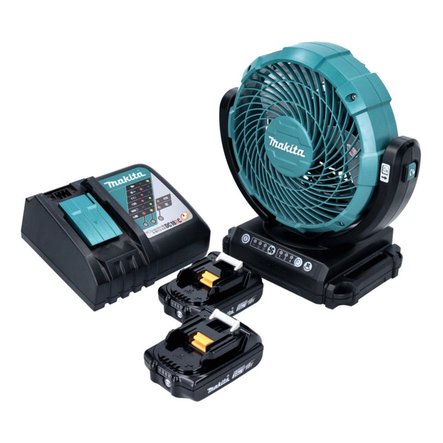 Makita DCF 102 RA cordless fan 18 V 18 cm + 2x rechargeable battery 2.0 Ah + charger