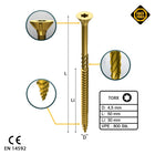 FORTE Tools Tornillo universal para madera 4,5 x 50 mm T20 800 piezas (4x 000051399479) rosca parcial Torx cabeza avellanada galvanizada amarilla