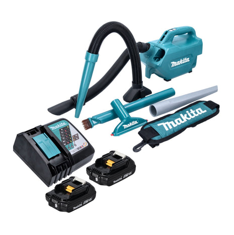 Makita DCL 184 RA Aspirateur sans fil 18 V - 54 mbar - 0,5 l + 2x Batteries 2,0 Ah + Chargeur