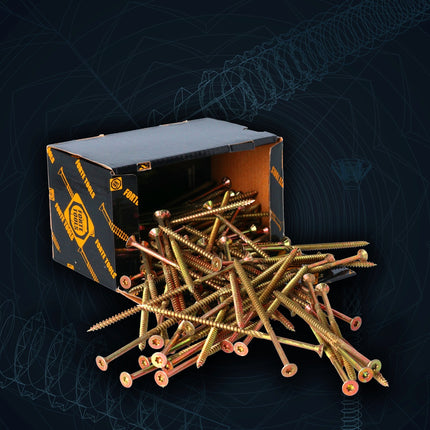 FORTE Tools Tornillo universal para madera 5,0 x 80 mm T25 400 piezas (2x 000051399489) rosca parcial Torx cabeza avellanada galvanizada amarilla