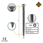 FORTE Tools tornillo universal para madera 3,0 x 20 mm T10 1000 piezas (2x 000040113857) galvanizado en plata Torx cabeza avellanada rosca completa