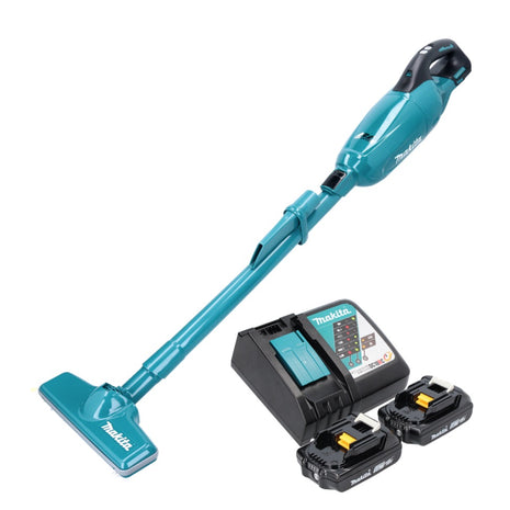 Aspiratore a batteria Makita DCL 281 FRA 18 V brushless + 2x batteria ricaricabile 2,0 Ah + caricabatteria