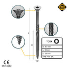 FORTE Tools Universal Holzschraube 5,0 x 50 mm T25 400 Stk. ( 2x 000040113881 ) silber verzinkt Torx Senkkopf Teilgewinde