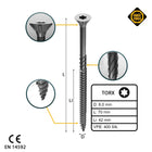 FORTE Tools Tornillo universal para madera 6,0 x 70 mm T30 400 piezas (4x 000040113890) galvanizado en plata Torx cabeza avellanada rosca parcial