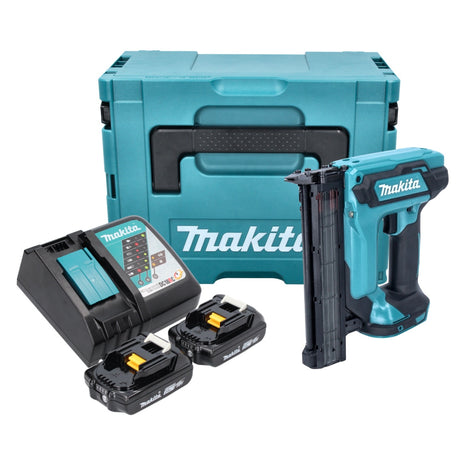 Clavadora con cabezal de batería Makita DFN 350 RAJ 18 V 15 - 35 mm + 2 baterías 2,0 Ah + cargador + Makpac