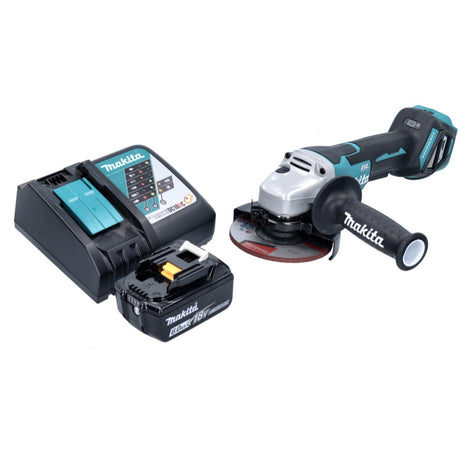 Amoladora angular a batería Makita DGA 515 RG1 18 V 125 mm sin escobillas + 1x batería 6,0 Ah + cargador