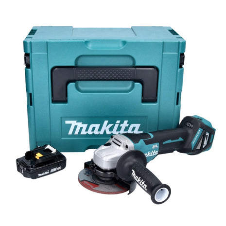 Makita DGA 515 A1J Meuleuse d'angle sans fil 18 V 125 mm + 1x Batterie 2,0 Ah + Makpac - sans chargeur