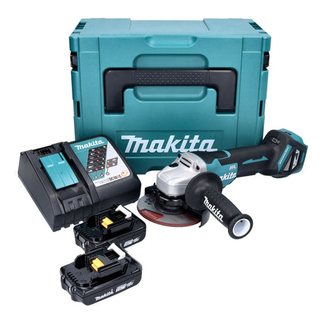 Makita DGA 515 RAJ Meuleuse d'angle sans fil 18 V 125 mm Brushless + 2x Batteries 2,0 Ah + Chargeur + Makpac