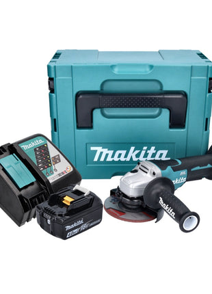 Amoladora angular a batería Makita DGA 515 RM1J 18 V 125 mm sin escobillas + 1x batería 4,0 Ah + cargador + Makpac