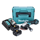 Meuleuse d'angle sur batterie Makita DGA 515 RMJ 18 V 125 mm sans balais + 2x batteries 4,0 Ah + chargeur + Makpac