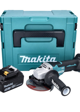 Amoladora angular a batería Makita DGA 515 T1J 18 V 125 mm sin escobillas + 1x batería 5,0 Ah + Makpac - sin cargador