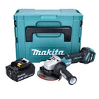 Amoladora angular a batería Makita DGA 515 T1J 18 V 125 mm sin escobillas + 1x batería 5,0 Ah + Makpac - sin cargador