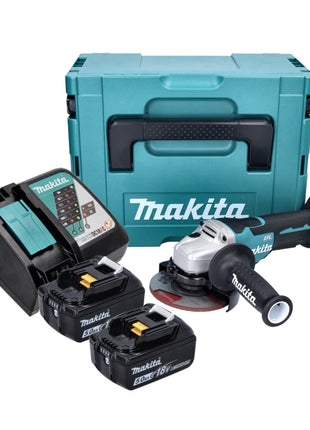 Makita DGA 515 RTJ Meuleuse d'angle sans fil 18 V 125 mm Brushless + 2x Batteries 5,0 Ah + Chargeur + Makpac