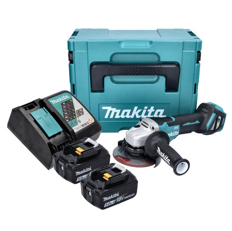 Makita DGA 515 RTJ Meuleuse d'angle sans fil 18 V 125 mm Brushless + 2x Batteries 5,0 Ah + Chargeur + Makpac