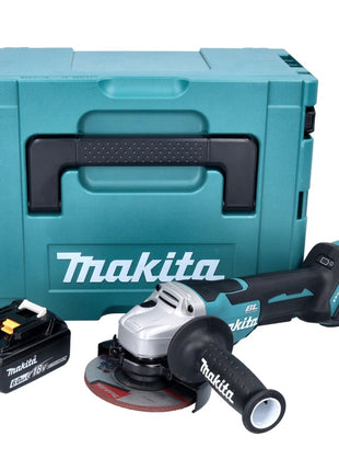 Amoladora angular a batería Makita DGA 515 G1J 18 V 125 mm sin escobillas + 1x batería 6,0 Ah + Makpac - sin cargador