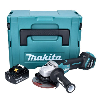 Amoladora angular a batería Makita DGA 515 G1J 18 V 125 mm sin escobillas + 1x batería 6,0 Ah + Makpac - sin cargador