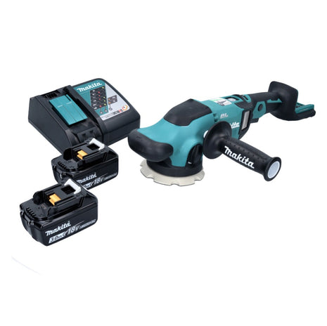 Makita DPO 500 RF Akku Exzenterpolierer 18 V 125 mm Brushless + 2x Akku 3,0 Ah + Ladegerät