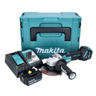 Amoladora angular a batería Makita DGA 515 RG1J 18 V 125 mm sin escobillas + 1x batería 6,0 Ah + cargador + Makpac