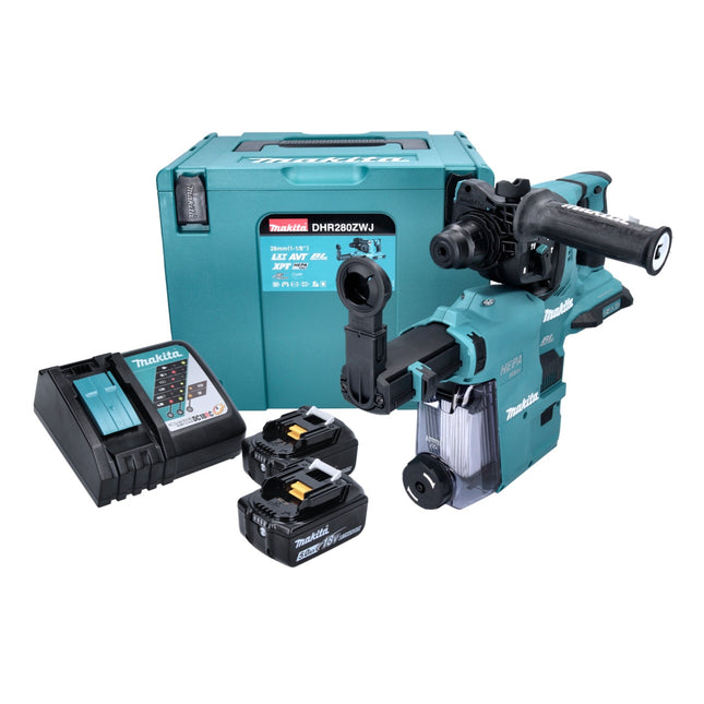 Makita DHR 280 ZJ Martillo a batería 2x18V / SDS-Plus / Brushless + Makpac 3 - Sin batería, sin cargador incluidos