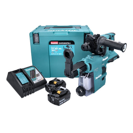 Makita DHR 280 ZJ Martillo a batería 2x18V / SDS-Plus / Brushless + Makpac 3 - Sin batería, sin cargador incluidos